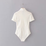 Women T-Shirt Slim V-neck Short Sleeve Solid Color One-Piece T-shirt Top