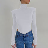 Women Jumpsuit Summer Sexy Backless Long Sleeves Turtleneck Jumpsuit