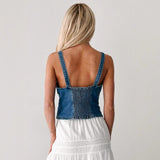 Women's top - direct from the factory, always in stock, fashionable and casual stretch denim vest for women - perfect for us & european export and cross-border e-commerce