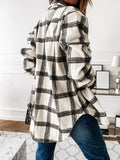 Plaid Trench Coat Autumn and Winter Loose Casual Retro Plaid Long Sleeve Shirt Coat