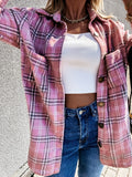 Plaid Trench Coat Autumn and Winter Loose Casual Retro Plaid Long Sleeve Shirt Coat