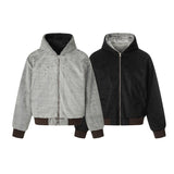Unisex Down Jacket Winter Double Sided Fleece Hooded Jacket Men