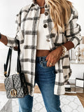 Plaid Trench Coat Autumn and Winter Loose Casual Retro Plaid Long Sleeve Shirt Coat