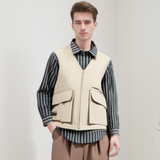 Men Jacket Stripe Stitching Workwear Shirt