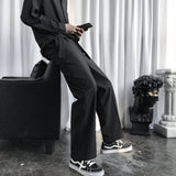 Men Sweatpants Men's Loose Straight Wide Leg Autumn and Winter Casual Pants