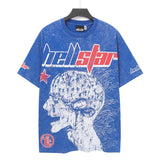 Washed and hot-drilled men's t-shirt short-sleeved g pure cotton hip hop street