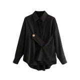 Women T-Shirt Striped Shirt Women's Design Sense Loose Retro