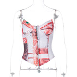 Women Halter Tops Printed Tube Top Autumn Slim Waist