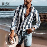 Men Shirt Jacket Striped Casual Shirt Men