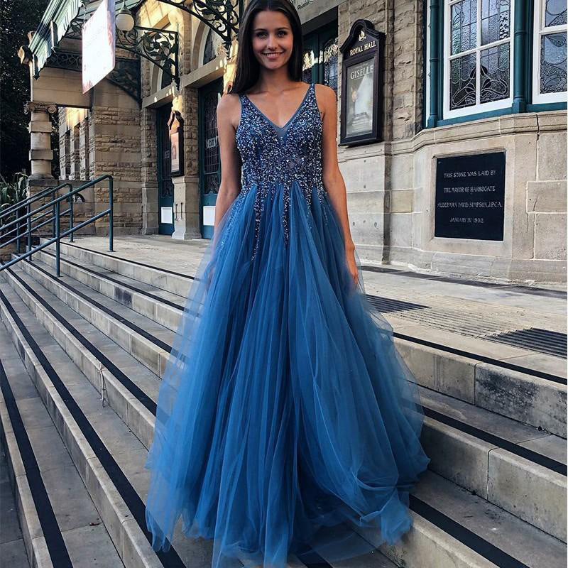 Slutty Wedding Dress Stitching Dress Deep V-neck Sexy Dress