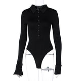 Women Jumpsuit Women's Spring Clothing Lapel Long Sleeve Jumpsuit