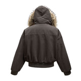 Unisex Down Jacket Men's and Women's Winter Fur Collar Hooded Padded Jacket