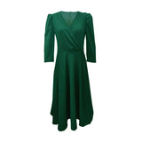 Work Dresses Solid Color Pleated Waist Dress