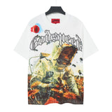 Men's youth t-shirt with rhinestone print, 100% cotton, american retro style