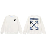 Off OW White Sweatshirt Blue warning line