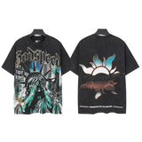 Godspeed men's short-sleeve t-shirt - washed print, hotfix rhinestone detail, streetwear style
