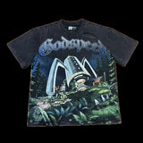 Godspeed t-shirt short-sleeved men's washed cotton printing hot diamond holes street clothing