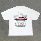 Cotton Car Letter Pattern Printed Design Short Sleeved