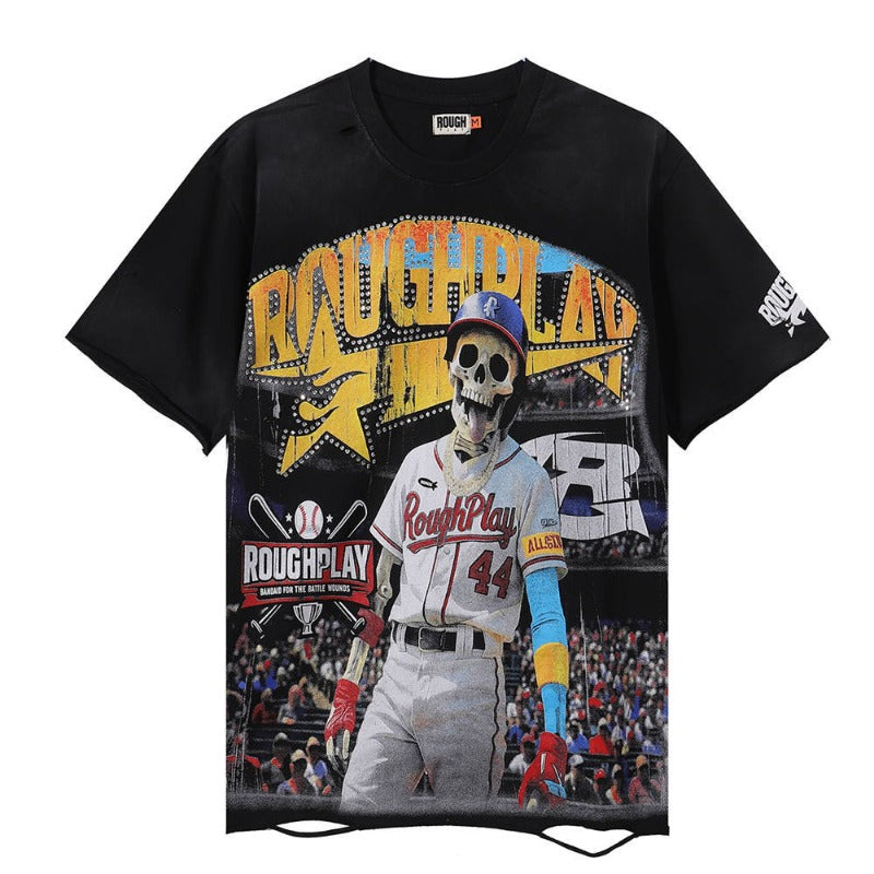 Rough play hot diamond washed printingpure cotton t-shirt g