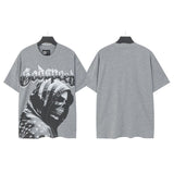 Godspeed t-shirt short-sleeved men's washed cotton printing hot diamond holes street clothing