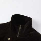 Unisex Down Jacket Autumn Vintage Suede Cotton Jacket