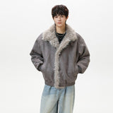 Unisex Down Jacket Winter Fleece Collar Vintage Jacket