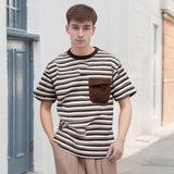 Men T Shirts Vintage Stripe T-shirt Men and Women Loose