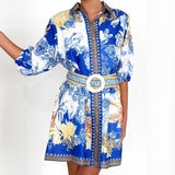 Women's top: summer european and american style cross-border e-commerce casual fashion printed lapel women's outerwear