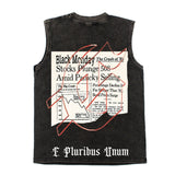 Hip hop tank top retro graffiti skull reading newspaper west coast hip hop street retro washed old american waistcoat vest