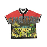 Mixed Emotion T-Shirt polo shirt lapel mesh casual loose short sleeves