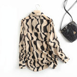 Women T-Shirt Spring/Summer Contrast Color Silk-like Long-Sleeved Shirt