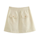 Women Skirt Autumn Texture Short Classic Style Skirt Outfit