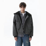 Unisex Down Jacket Men's Winter Lamb Feather Hooded Jacket