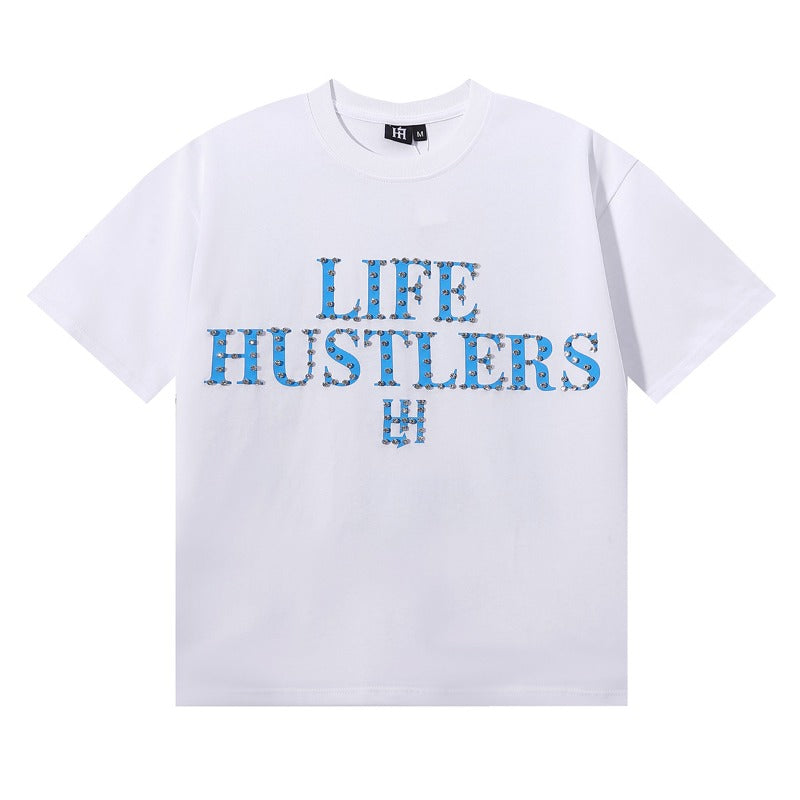 Life hustlers direct injection letterprintingpure cotton t-shirtg