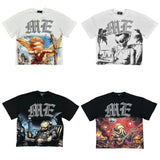 Mixed Emotion T-Shirt Alien Print Diamond Casual Loose Short Sleeve T-Shirt