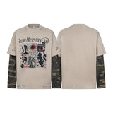 Unisex long-sleeved shirt men's autum camouflage fake two-piece