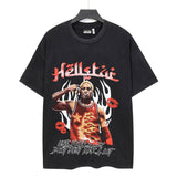 Washed and hot-drilled men's t-shirt short-sleeved g pure cotton hip hop street