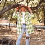 Plaid Trench Coat Print Long Woolen Coat