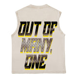 Hip hop tank top american high street retro hip hop street welding motorcycle mechanical style printing vest sweatshirt