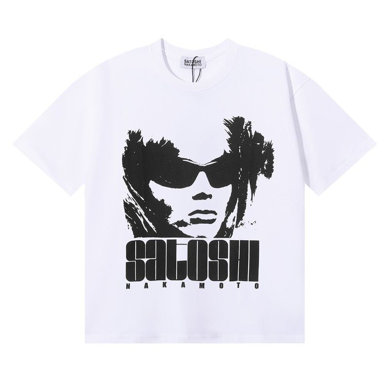 Satoshi direct injection hip hop printed pure cotton t-shirt g