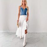 Women's top - direct from the factory, always in stock, fashionable and casual stretch denim vest for women - perfect for us & european export and cross-border e-commerce