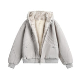Unisex Down Jacket Winter Fleece Collar Plush Cotton Jacket Men