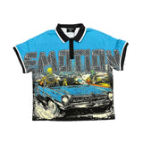 Mixed Emotion T-Shirt polo shirt lapel mesh casual loose short sleeves
