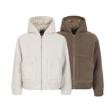 Unisex Down Jacket Winter Lamb Fleece Hooded Jacket