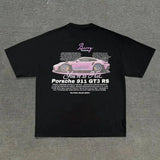 Cotton Car Letter Pattern Printed Design Short Sleeved