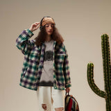 Unisex Sweater Fall Plaid Colorblock Shirt