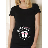 Pregnancy Shirt Maternity Cute Baby Print O-Neck