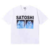 American style satoshi direct print letter graphic 100% cotton t-shirt