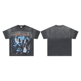 Valley t-shirt men's short-sleeved street printing hot diamond washed cotton