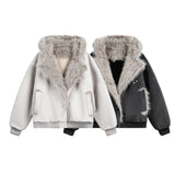 Unisex Down Jacket Winter Fleece Collar Fleece Jacket